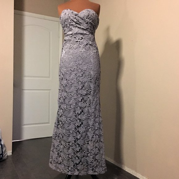 LULU'S Inherent Beauty Grey Lace Strapless Dress - Picture 2 of 15